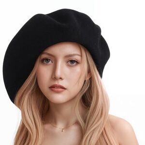 7391 Wool Beret Hat For Women, Classic French Style Beanie Hat Winter Warm